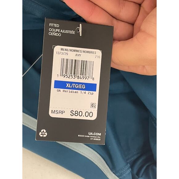 Under Armour Jacket Men's Sz XL Blue Quarter Zip Pullover Meridian Soft NWT - Picture 6 of 11